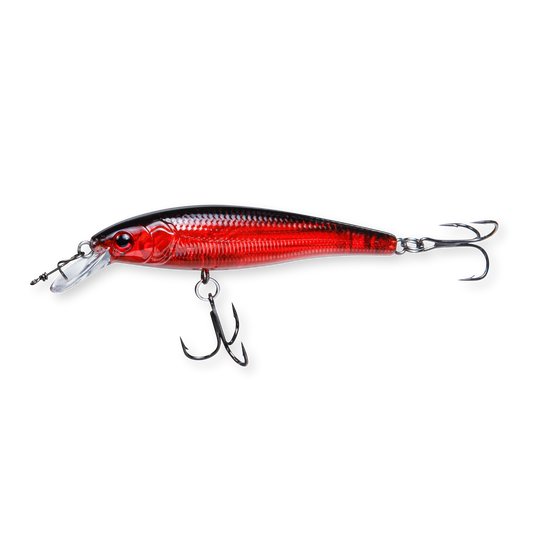 Beastly Minnow Finesse Blood Moon är ett jerkbait som lyser upp i skymning och grumligt vatten – designad för sena hugg.