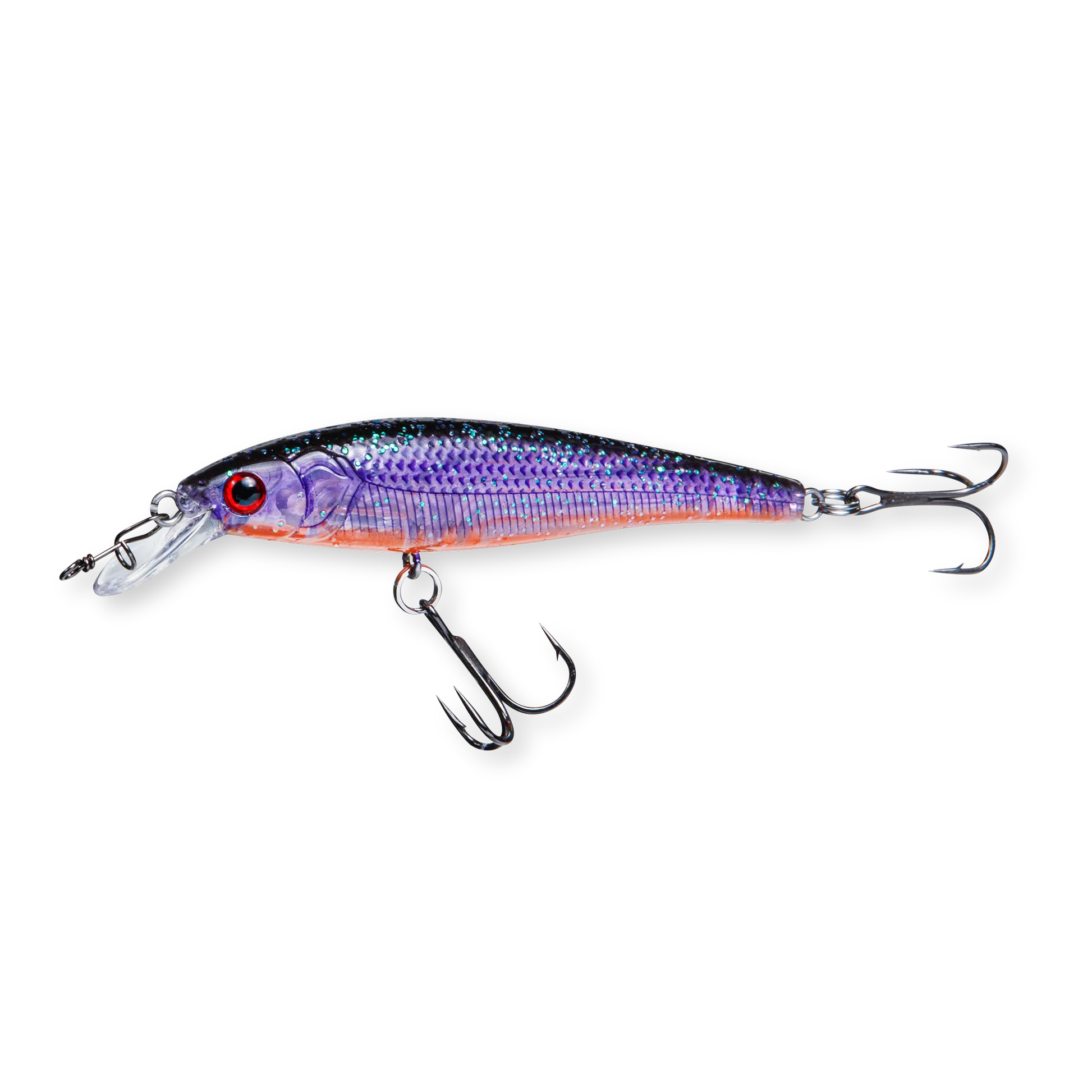 Beastly Minnow Finesse June Bug Shiner är ett jerkbait som reflekterar ljus och fångar uppmärksamhet dygnet runt.