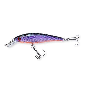 Beastly Minnow Finesse June Bug Shiner är ett jerkbait som reflekterar ljus och fångar uppmärksamhet dygnet runt.
