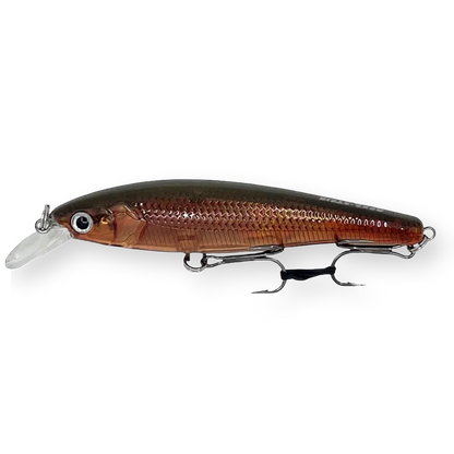 Beastly Minnow CU är ett jerkbait som  ger stark kopparreflex – idealisk för höstfiske i grumliga vatten.