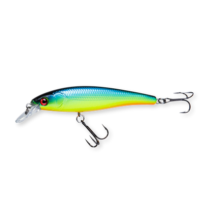 Beastly Minnow Sunshine är ett jerkbait som gör sig bäst i solsken – färgen syns tydligt och lockar fisk i ytvattnet.
